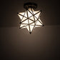 Meyda Lighting Moravian Star 11" Craftsman Brown Flush Mount Light With White Art Shade Glass