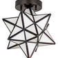 Meyda Lighting Moravian Star 11" Craftsman Brown Flush Mount Light With White Art Shade Glass
