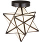 Meyda Lighting Moravian Star 11" Craftsman Brown Flush Mount Light With White Art Shade Glass