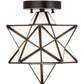Meyda Lighting Moravian Star 11" Craftsman Brown Flush Mount Light With White Art Shade Glass
