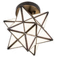 Meyda Lighting Moravian Star 11" Craftsman Brown Flush Mount Light With White Art Shade Glass