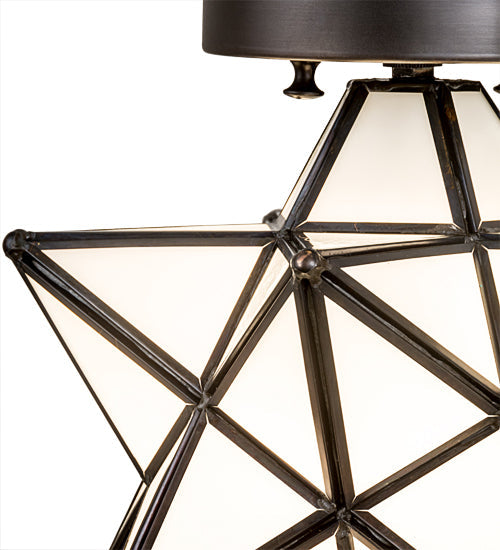Meyda Lighting Moravian Star 11" Craftsman Brown Flush Mount Light With White Art Shade Glass