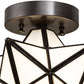Meyda Lighting Moravian Star 11" Craftsman Brown Flush Mount Light With White Art Shade Glass