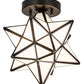 Meyda Lighting Moravian Star 11" Craftsman Brown Flush Mount Light With White Art Shade Glass