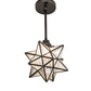 Meyda Lighting Moravian Star 11" Craftsman Brown Pendant Light With Clear Seeded Shade Glass