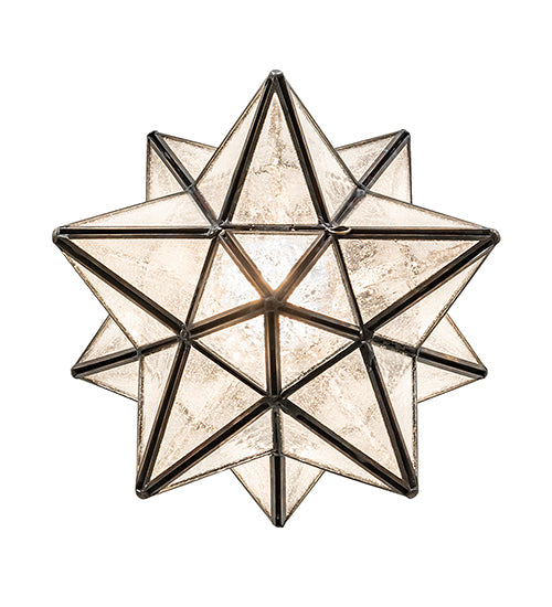Meyda Lighting Moravian Star 11" Craftsman Brown Pendant Light With Clear Seeded Shade Glass
