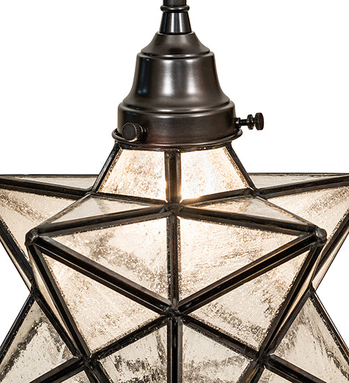 Meyda Lighting Moravian Star 11" Craftsman Brown Pendant Light With Clear Seeded Shade Glass