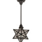 Meyda Lighting Moravian Star 11" Light Craftsman Brown Pendant Light With Clear Seeded Shade Glass