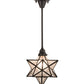 Meyda Lighting Moravian Star 11" Light Craftsman Brown Pendant Light With Clear Seeded Shade Glass