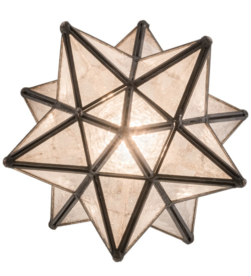Meyda Lighting Moravian Star 11" Light Craftsman Brown Pendant Light With Clear Seeded Shade Glass