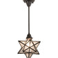 Meyda Lighting Moravian Star 11" Light Craftsman Brown Pendant Light With Clear Seeded Shade Glass