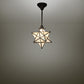 Meyda Lighting Moravian Star 12" 4-Light Craftsman Brown On Brass Pendant Light With Beige Iridescent Shade Glass