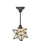 Meyda Lighting Moravian Star 12" 4-Light Craftsman Brown On Brass Pendant Light With Beige Iridescent Shade Glass