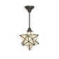 Meyda Lighting Moravian Star 12" 4-Light Craftsman Brown On Brass Pendant Light With Beige Iridescent Shade Glass