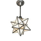 Meyda Lighting Moravian Star 12" 4-Light Craftsman Brown On Brass Pendant Light With Beige Iridescent Shade Glass