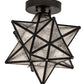 Meyda Lighting Moravian Star 12" Craftsman Brown Clear Seedy Flush Mount Light With Clear Seeded Shade Glass