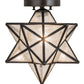 Meyda Lighting Moravian Star 12" Craftsman Brown Clear Seedy Flush Mount Light With Clear Seeded Shade Glass
