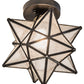 Meyda Lighting Moravian Star 12" Craftsman Brown Clear Seedy Flush Mount Light With Clear Seeded Shade Glass