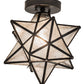 Meyda Lighting Moravian Star 12" Craftsman Brown Clear Seedy Flush Mount Light With Clear Seeded Shade Glass