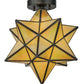 Meyda Lighting Moravian Star 12" Craftsman Brown Flush Mount Light With Beige Iridescent Shade Glass