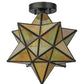 Meyda Lighting Moravian Star 12" Craftsman Brown Flush Mount Light With Beige Iridescent Shade Glass