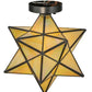 Meyda Lighting Moravian Star 12" Craftsman Brown Flush Mount Light With Beige Iridescent Shade Glass