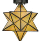 Meyda Lighting Moravian Star 12" Craftsman Brown Flush Mount Light With Beige Iridescent Shade Glass