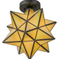 Meyda Lighting Moravian Star 12" Craftsman Brown Flush Mount Light With Beige Iridescent Shade Glass