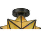 Meyda Lighting Moravian Star 12" Craftsman Brown Flush Mount Light With Beige Iridescent Shade Glass
