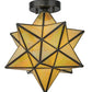 Meyda Lighting Moravian Star 12" Craftsman Brown Flush Mount Light With Beige Iridescent Shade Glass