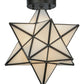 Meyda Lighting Moravian Star 12" Craftsman Brown Flush Mount Light With White Art Shade Glass