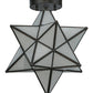 Meyda Lighting Moravian Star 12" Craftsman Brown Flush Mount Light With White Art Shade Glass