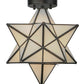 Meyda Lighting Moravian Star 12" Craftsman Brown Flush Mount Light With White Art Shade Glass