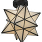 Meyda Lighting Moravian Star 12" Craftsman Brown Flush Mount Light With White Art Shade Glass