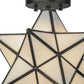 Meyda Lighting Moravian Star 12" Craftsman Brown Flush Mount Light With White Art Shade Glass