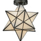 Meyda Lighting Moravian Star 12" Craftsman Brown Flush Mount Light With White Art Shade Glass