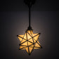 Meyda Lighting Moravian Star 12" Craftsman Brown Pendant Light With Beige Iridescent Shade Glass