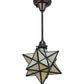 Meyda Lighting Moravian Star 12" Craftsman Brown Pendant Light With Beige Iridescent Shade Glass