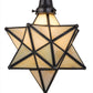 Meyda Lighting Moravian Star 12" Craftsman Brown Pendant Light With Beige Iridescent Shade Glass