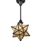 Meyda Lighting Moravian Star 12" Craftsman Brown Pendant Light With Beige Iridescent Shade Glass