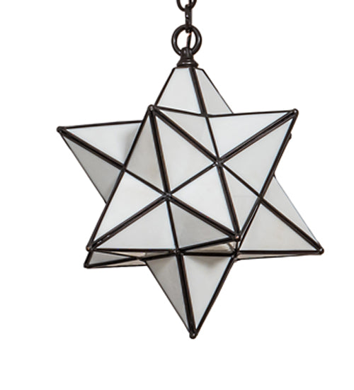 Meyda Lighting Moravian Star 12" Craftsman Brown Pendant Light With White Art Shade Glass