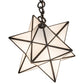 Meyda Lighting Moravian Star 12" Craftsman Brown Pendant Light With White Art Shade Glass