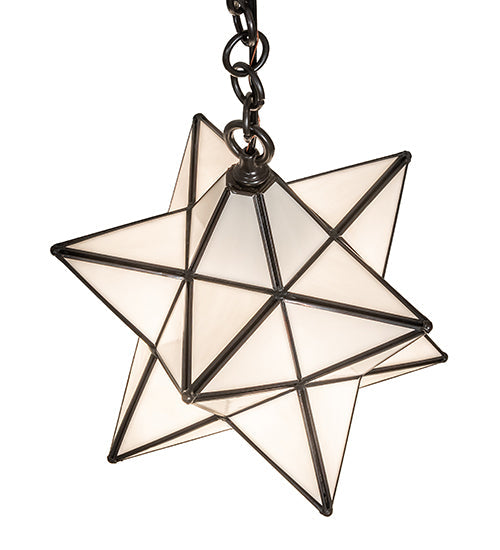 Meyda Lighting Moravian Star 12" Craftsman Brown Pendant Light With White Art Shade Glass
