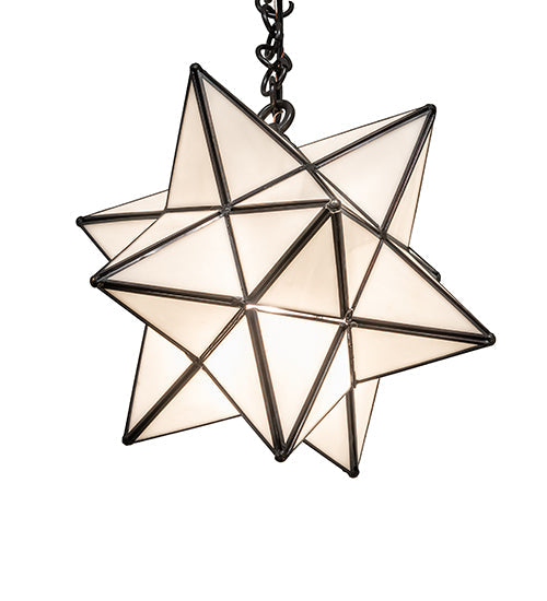 Meyda Lighting Moravian Star 12" Craftsman Brown Pendant Light With White Art Shade Glass
