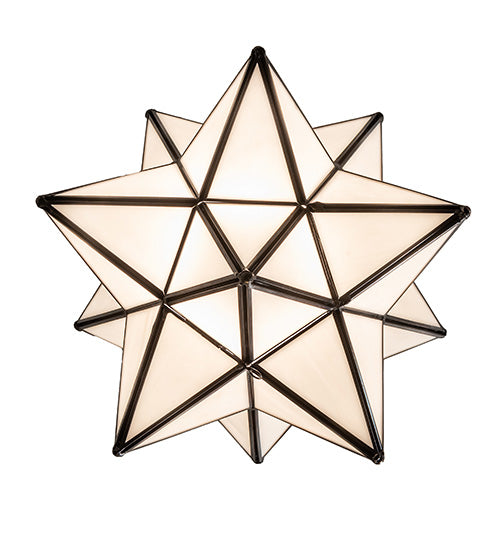 Meyda Lighting Moravian Star 12" Craftsman Brown Pendant Light With White Art Shade Glass
