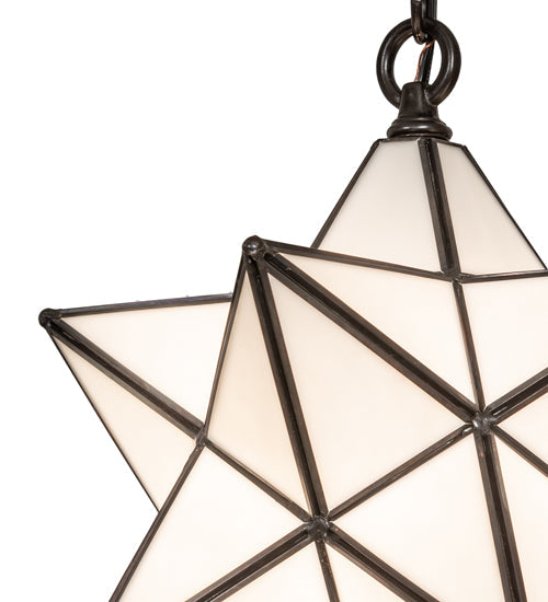 Meyda Lighting Moravian Star 12" Craftsman Brown Pendant Light With White Art Shade Glass