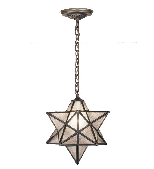 Meyda Lighting Moravian Star 12" Mahogany Bronze Pendant Light With Clear Seeded Shade Glass