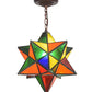 Meyda Lighting Moravian Star 12" Mahogany Bronze Pendant Light With Multi-Colored Shade Glass