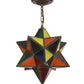 Meyda Lighting Moravian Star 12" Mahogany Bronze Pendant Light With Multi-Colored Shade Glass