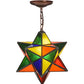 Meyda Lighting Moravian Star 12" Mahogany Bronze Pendant Light With Multi-Colored Shade Glass